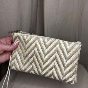 Caroline Hill - Chevron Woven Jute Clutch Wristlet - great condition!